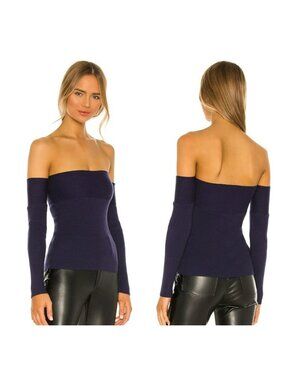 House of Harlow 1960 Catarina Off Shoulder Sweater - Navy Blue